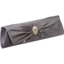 Women's J. Furmani 19292 Satin Flap Clutch Pewter J. Furmani Evening Bags