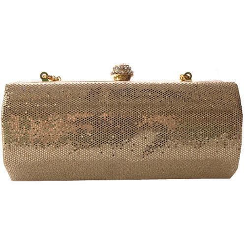 Women's J. Furmani 19547 Glitz Hard Case Clutch Gold J. Furmani Evening Bags