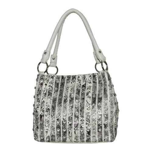 Womens Blingalicious Rhine Stone Stripe Handbag Q822 White