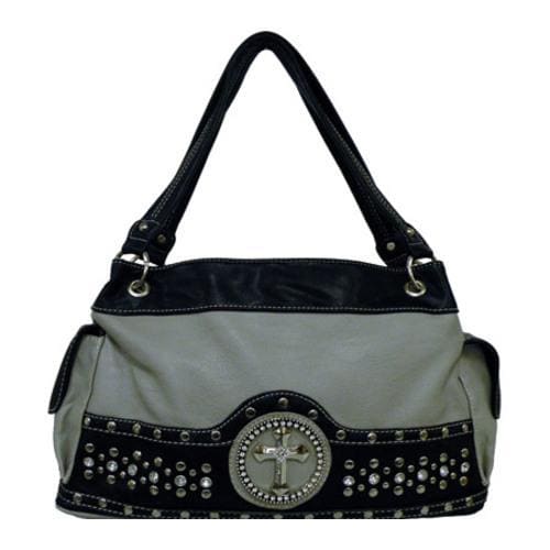 Womens Blingalicious Zipper Top Cross Handbag Q364 Grey