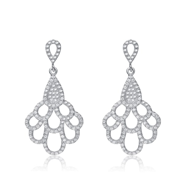 Collette Z Sterling Silver Cubic Zirconia Fancy Dangling Earrings Collette Z Cubic Zirconia Earrings