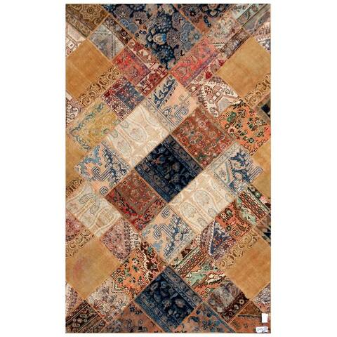 Handmade One-of-a-Kind Patchwork Wool Rug (Pakistan) - 6'3 x 9'10