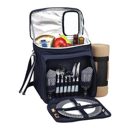 Picnic At Ascot Bold Picnic Cooler For Two With Blanket Navy/white