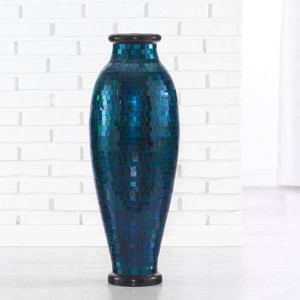 Shop Turquoise Mosaic Floor Vase Indonesia Overstock 8072463
