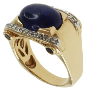 Michael Valitutti Men's 14k Yellow Gold One of a Kind Lapis, Blue ...