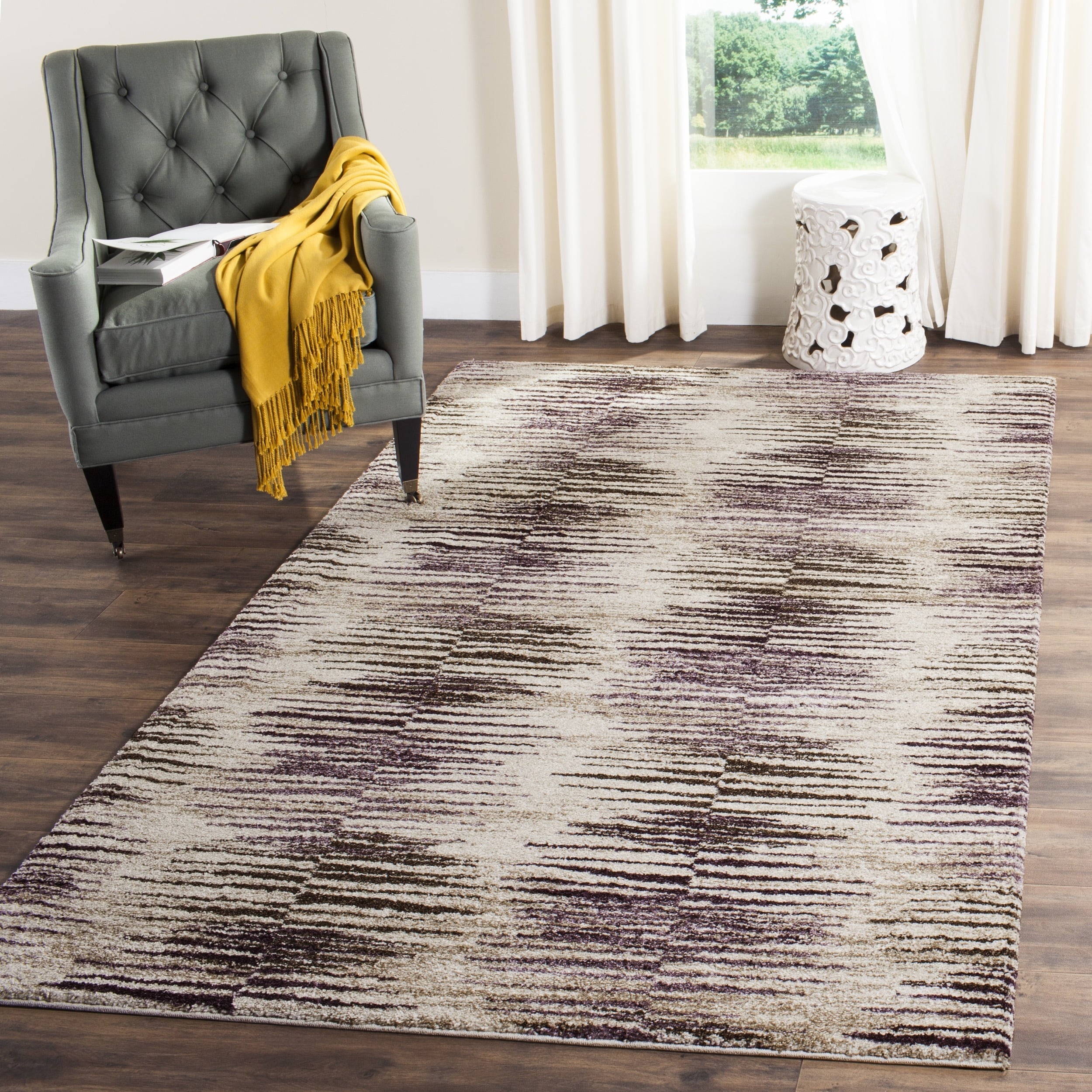 Safavieh Retro Light Brown/ Eggplant Rug (5 X 8)