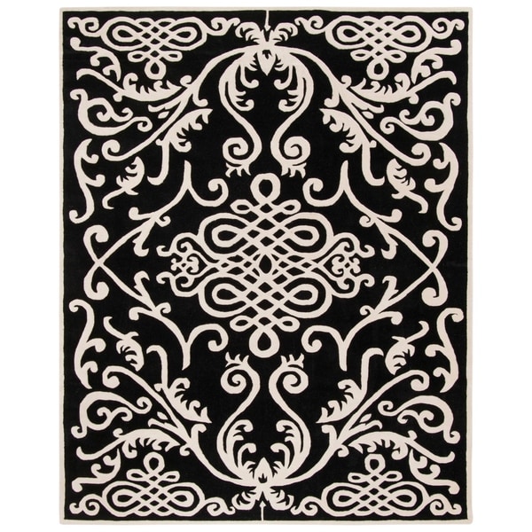 Safavieh Handmade Soho Black/ Ivory Wool Rug - 7'-6" x 9'-6"