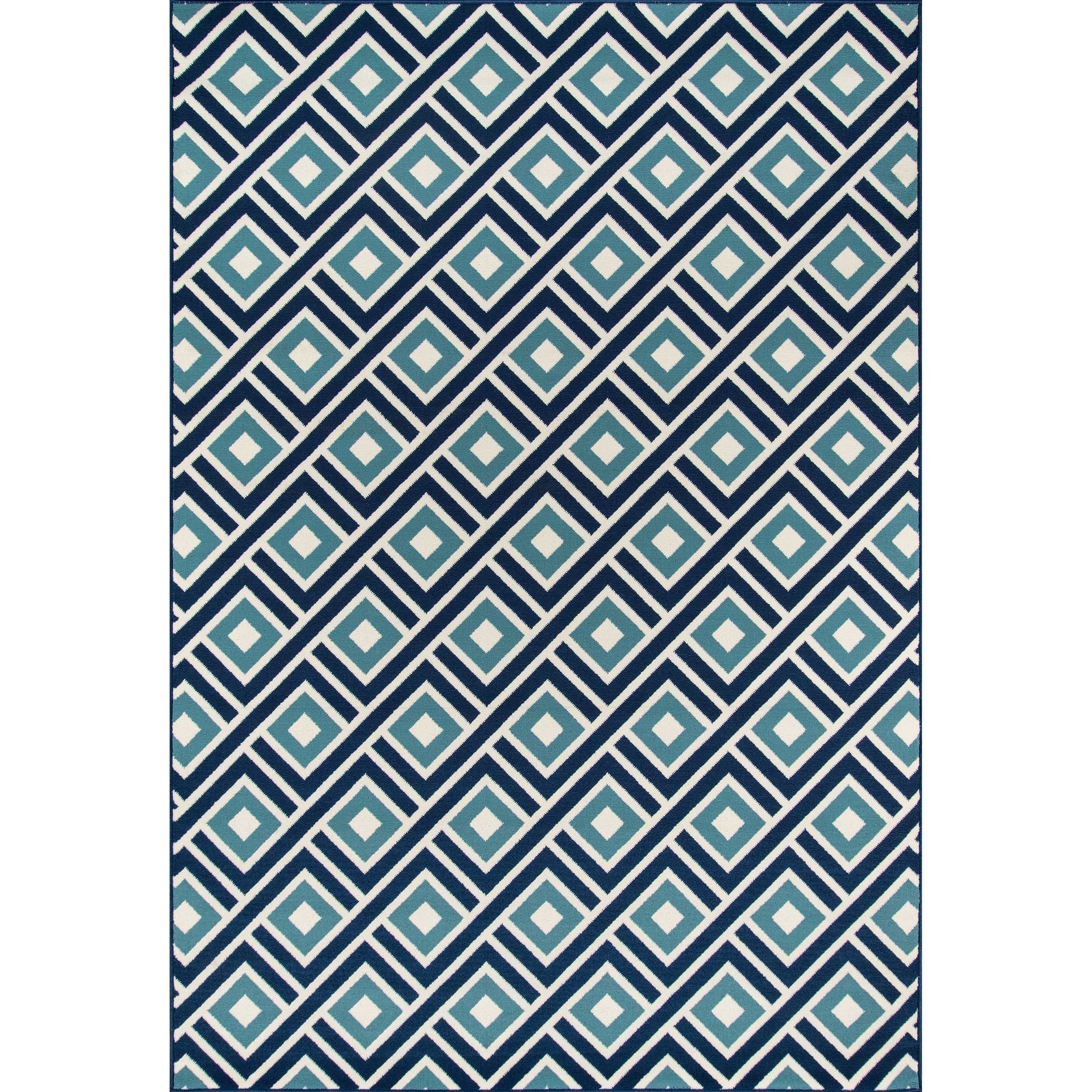 Blocks Blue Indoor/ Outdoor Rug (18 X 37)