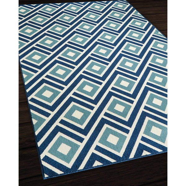 Blocks Blue Indoor/ Outdoor Rug (2'3 x 4'6) Accent Rugs