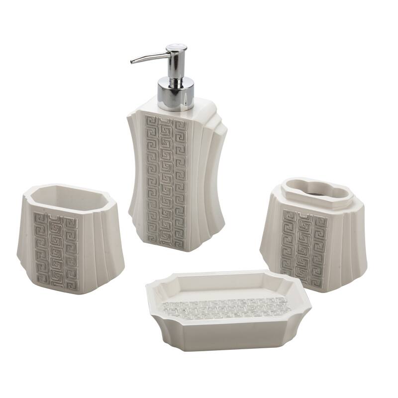 Jovi Home Greek Key Bath Accessory 4-piece Set
