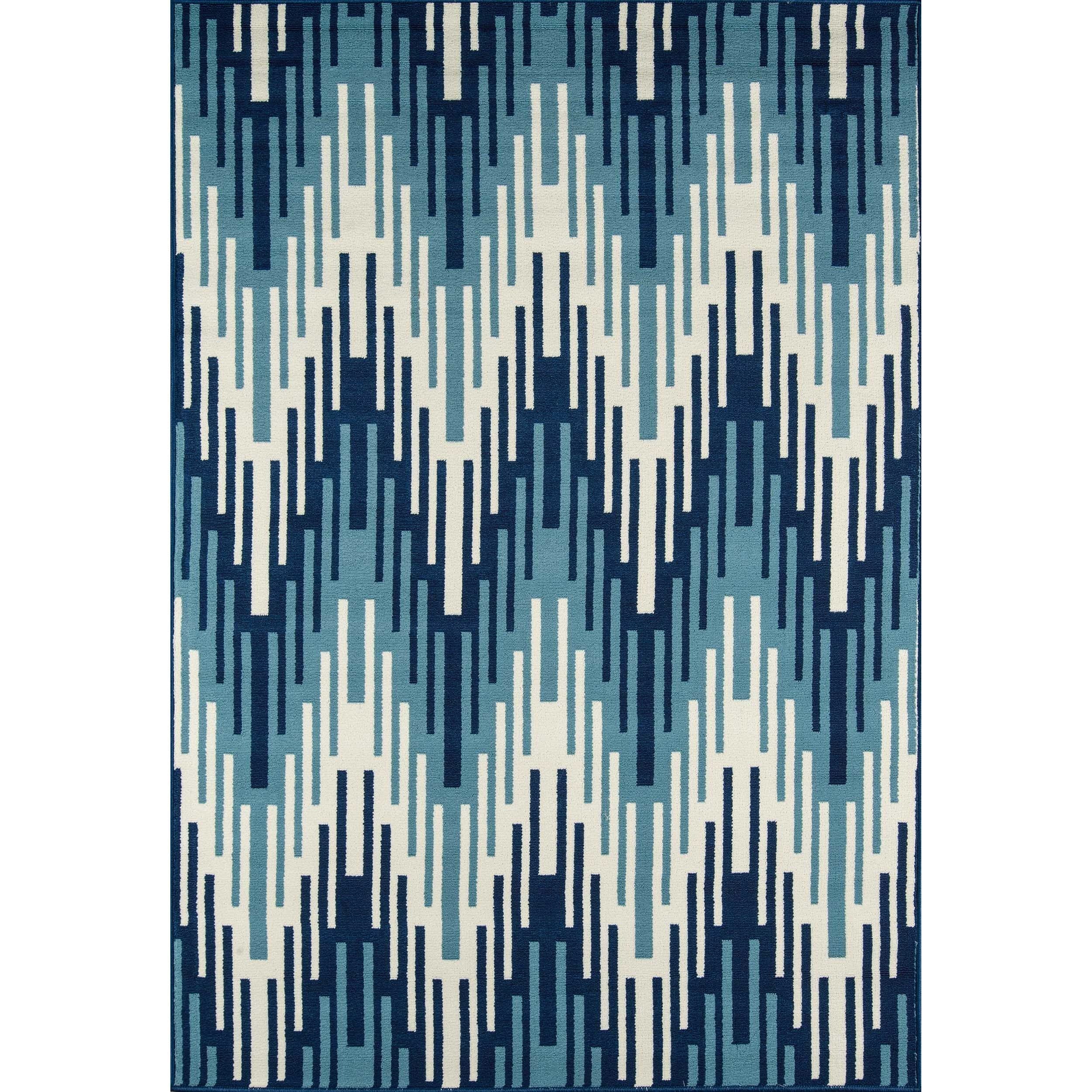 Indoor/outdoor Blue Ikat Rug (18 X 37)