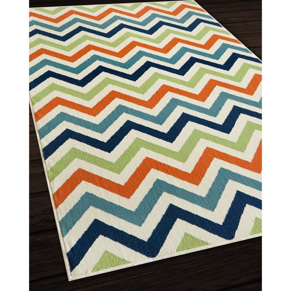 Indoor/ Outdoor Multi Chevron Rug (67 x 96)   Shopping