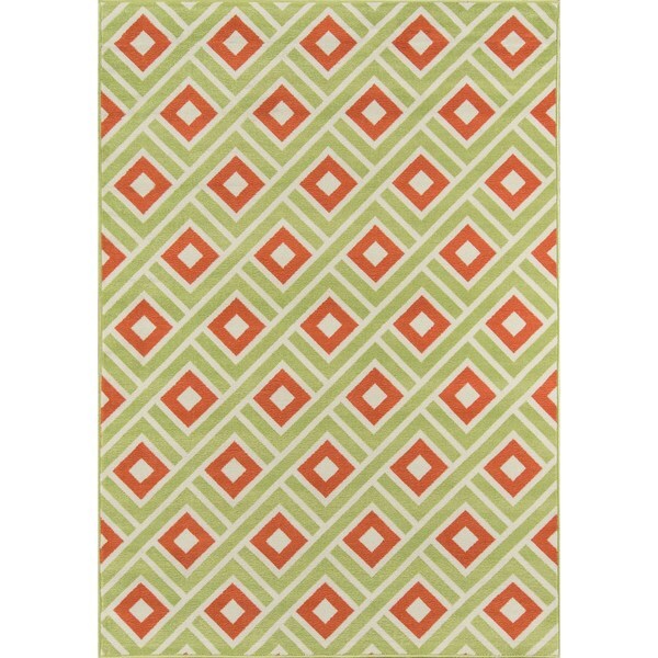 Momeni Baja Blocks Green Indoor/Outdoor Area Rug - 8'6" x 13'