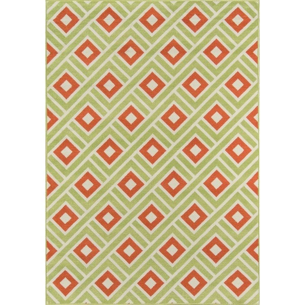 Momeni Baja Blocks Green Indoor/Outdoor Area Rug - 7'10" x 10'10"