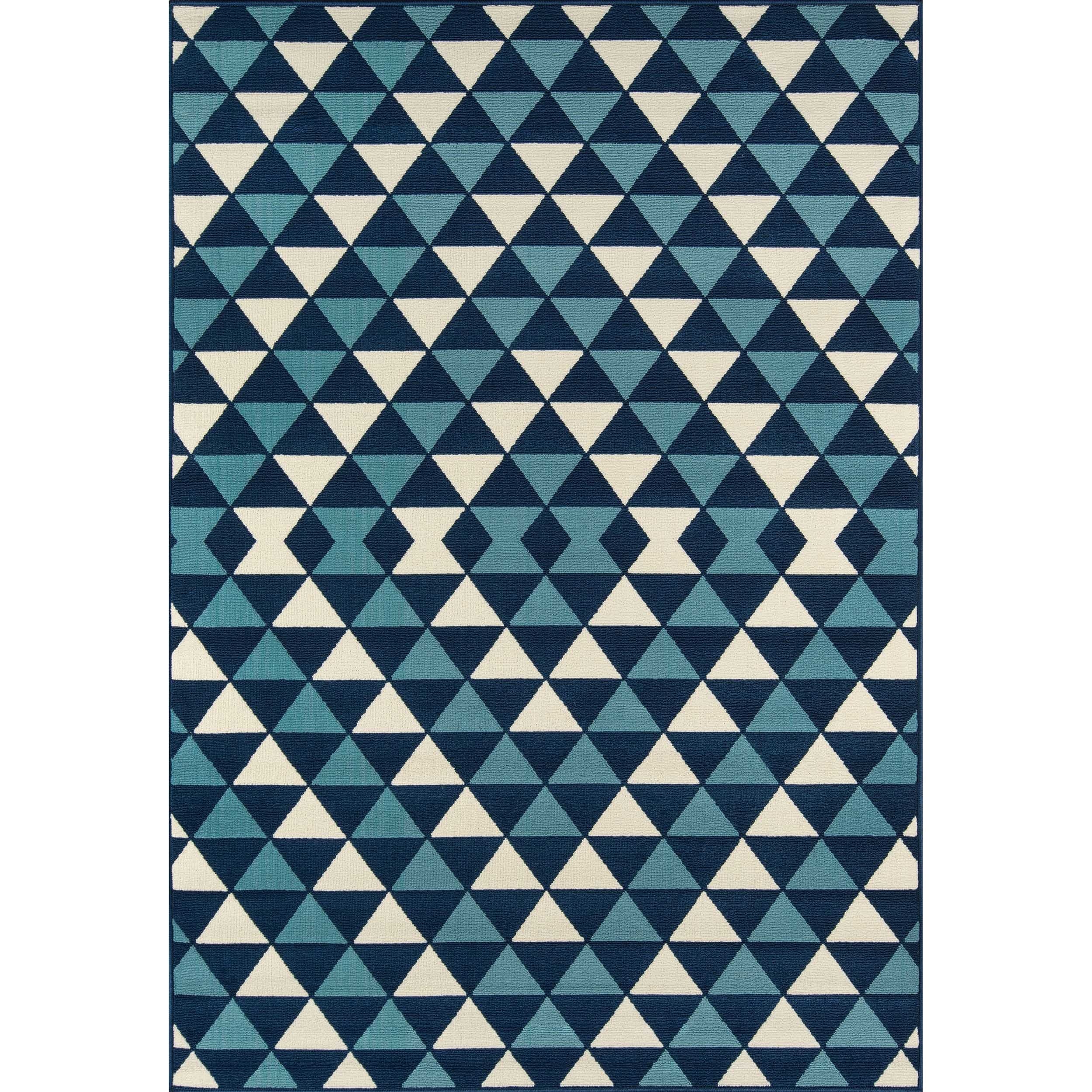 Indoor/ Outdoor Blue Kaleidoscope Rug (67 X 96)