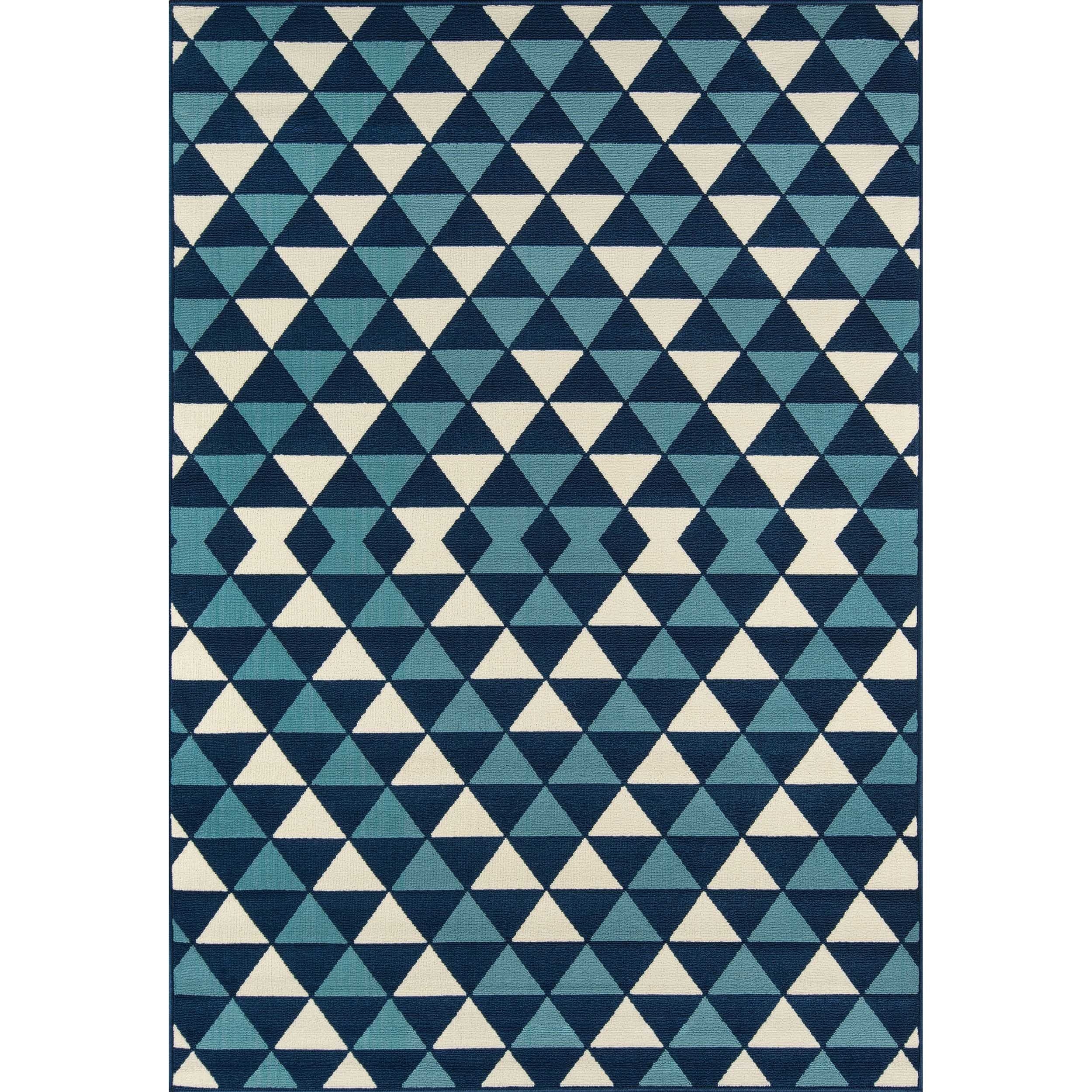 Indoor/ Outdoor Blue Kaleidoscope Rug (18 X 37)