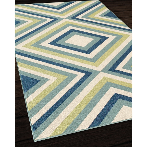 Indoor/ Outdoor Multi Zig Zag Rug (8'6 x 13'0) 7x9   10x14 Rugs