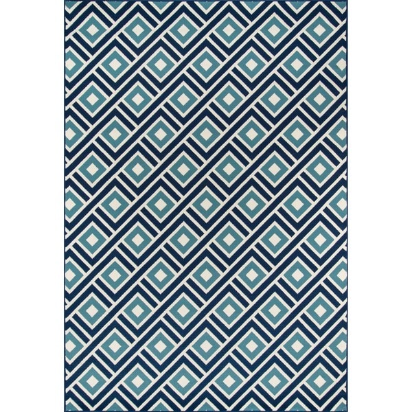 Momeni Baja Blocks Blue Indoor/Outdoor Area Rug - 5'3" x 7'6"