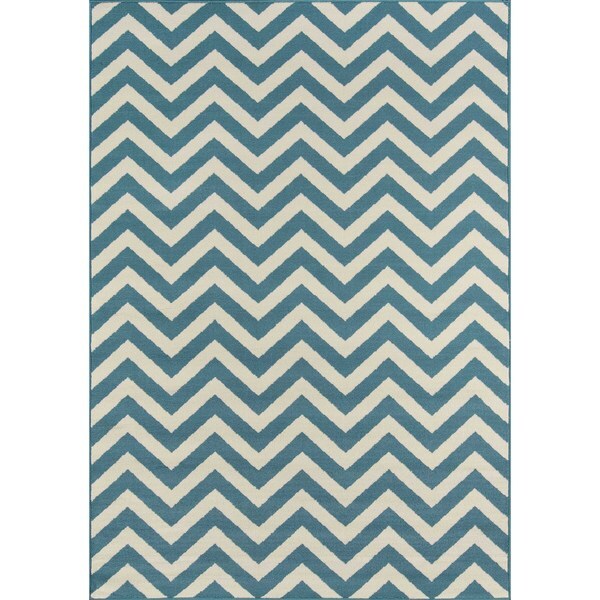 Momeni Baja Chevron Blue Indoor/Outdoor Area Rug - 5'3" x 7'6"