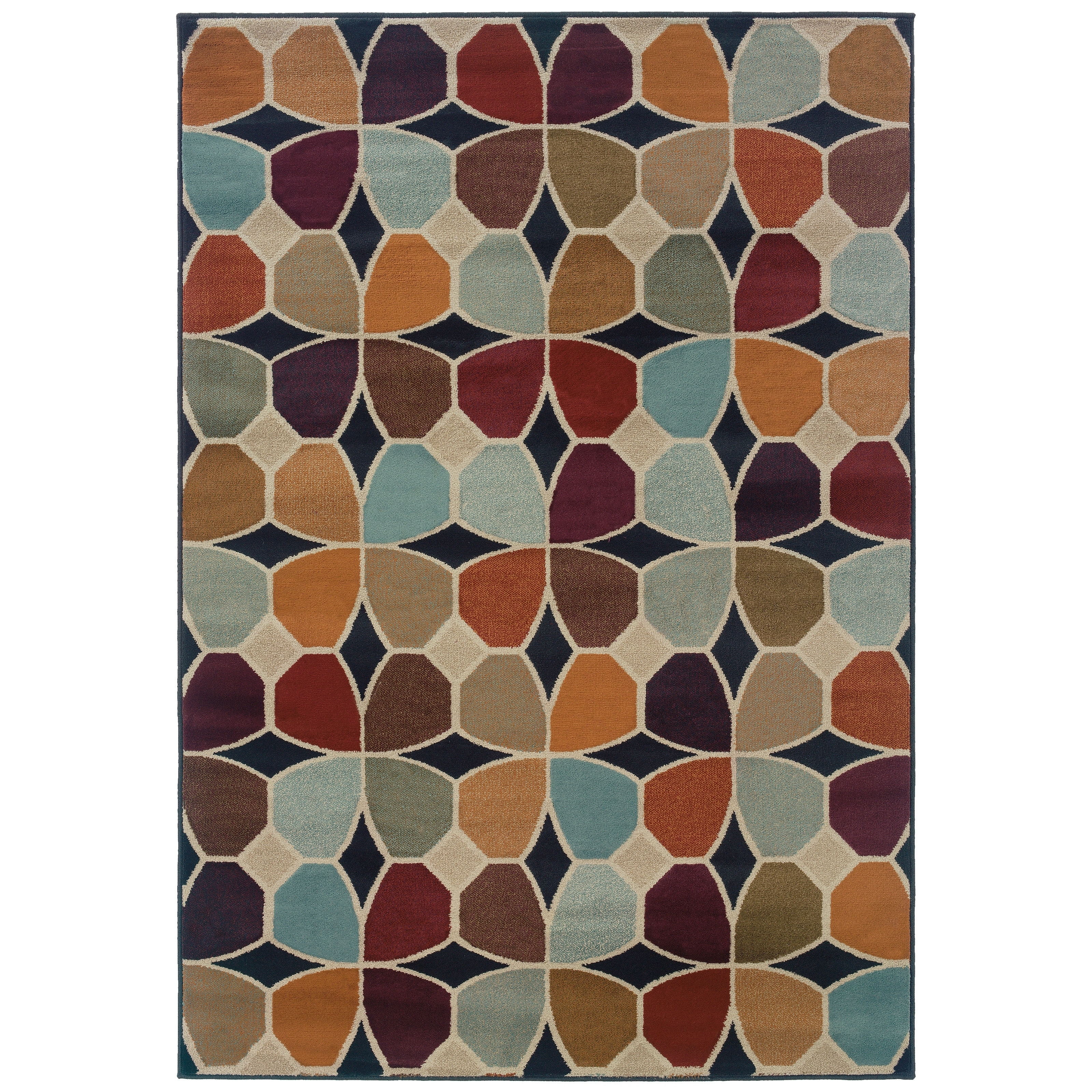 Geometric Grey/ Multi Rug (67 X 96)