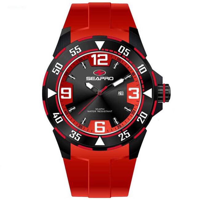 Seapro Men's 'Drive' Black/ Red Watch