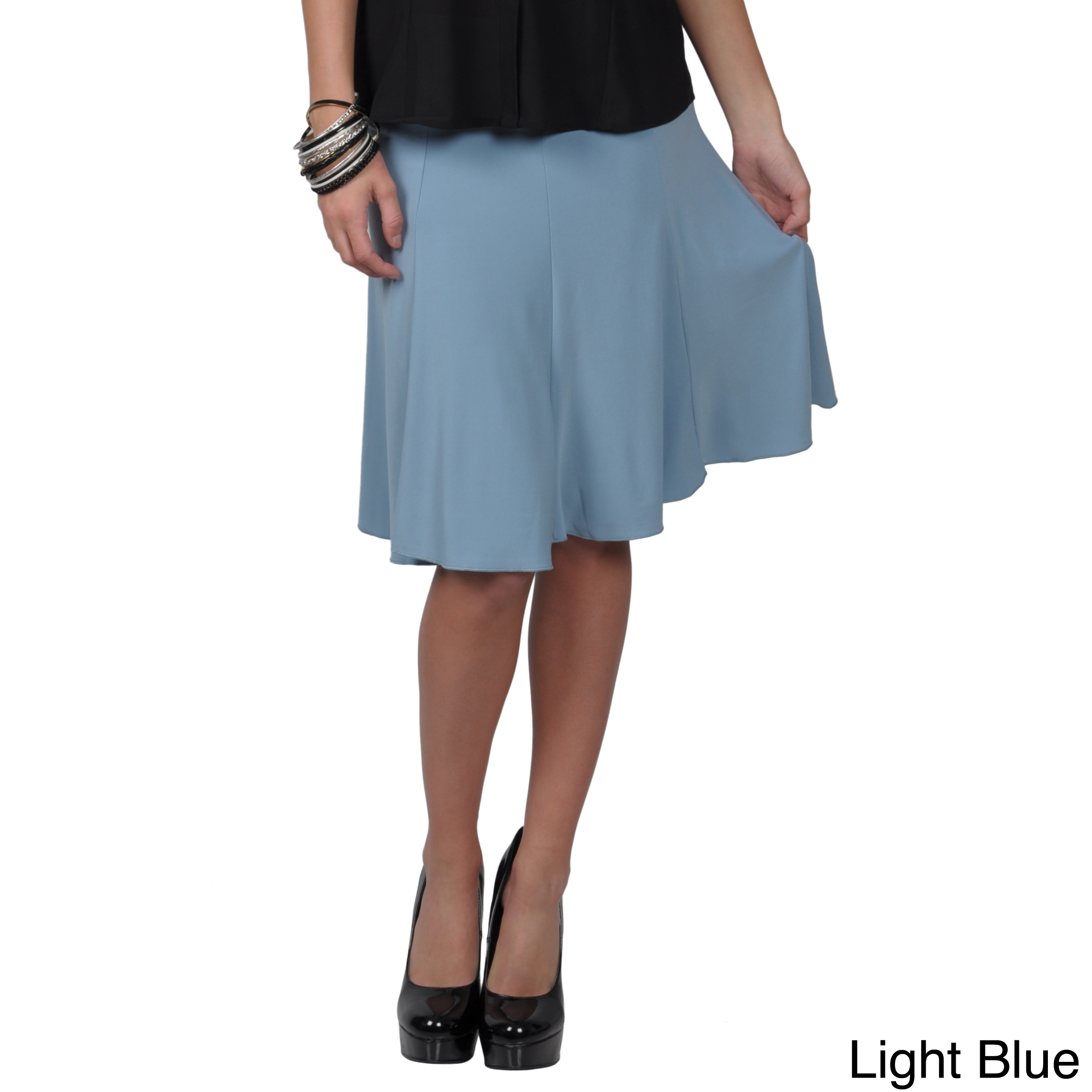 Tressa Collection Womens Elastic Waist Stretch Knit Flare Skirt