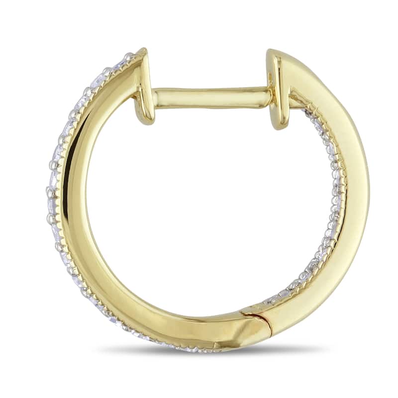 Miadora 14k Yellow Gold 1/4ct TDW Diamond Hoop Earrings