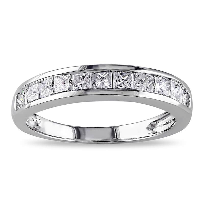 Miadora 14k White Gold 3/4ct TDW Channel-set Princess-cut Diamond Anniversary Band (G-H, I2-I3) - 5