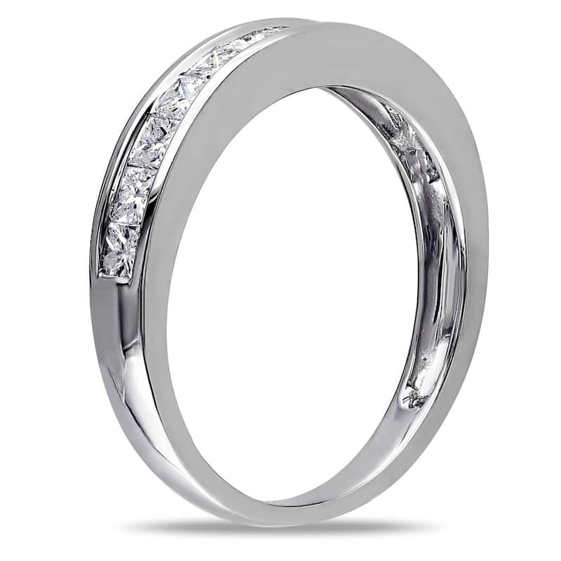 Miadora 14k White Gold 3/4ct TDW Channel-set Princess-cut Diamond Anniversary Band (G-H, I2-I3)