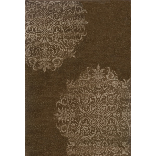 Stamped Medallion Brown/ Stone Rug (67 x 96)