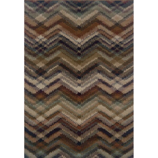 Chevron Ikat Grey/ Multi Area Rug - 7'10 x 10'10