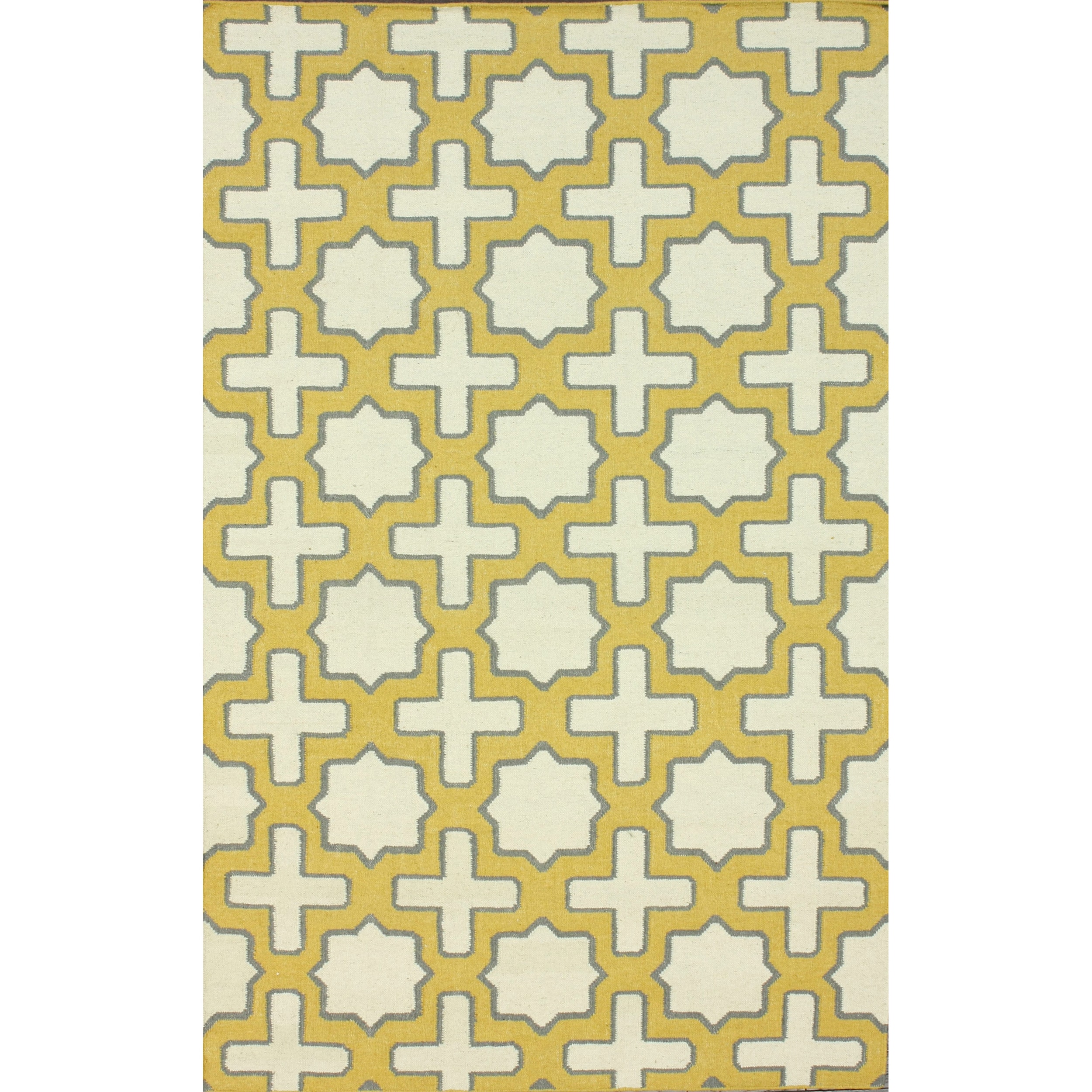 Nuloom Flatweave Trellis Yellow Wool Rug (5 X 8)