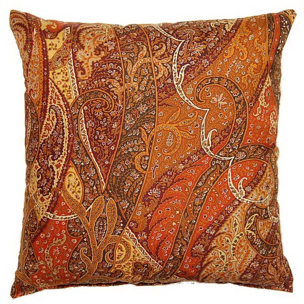 Silk Spice 19 inch Throw Pillows Throw Pillow Cover Paisley Tan W