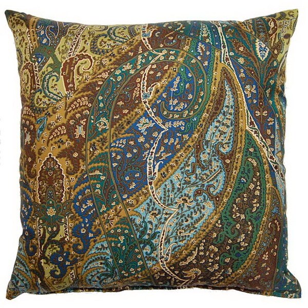 Shop Paisley Silk Teal 19inch Throw Pillows (Set of 2) On Sale