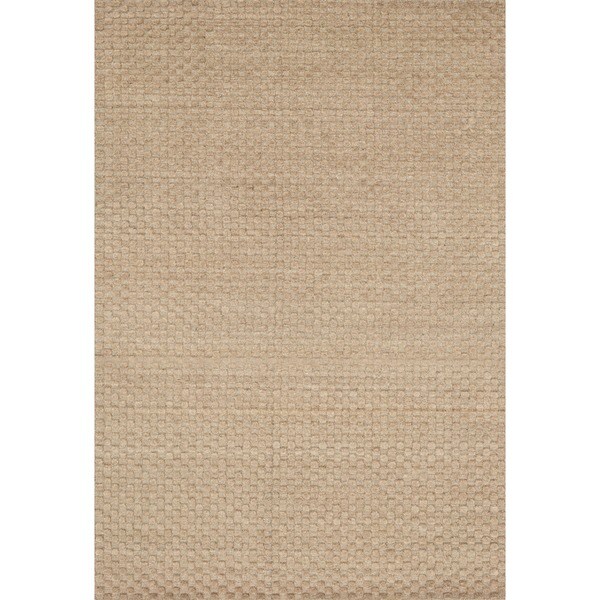 Hand-woven Natural Beige Wool Area Rug - 5' x 7'6