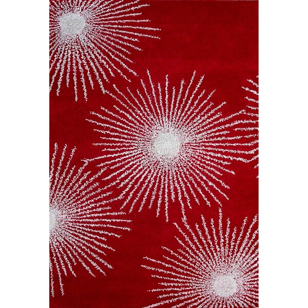Safavieh Handmade Soho Burst Red/ Ivory Wool Rug - 7'6 x 9'6