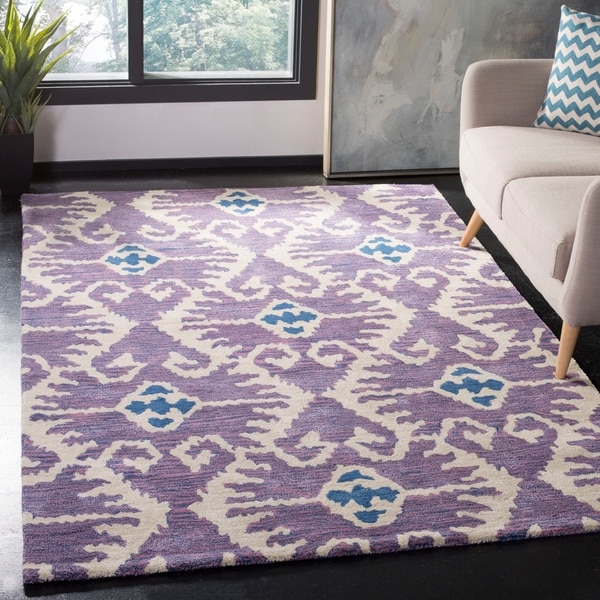 Safavieh Handmade Wyndham Lavender/ Ivory Wool Rug - 5' x 8'