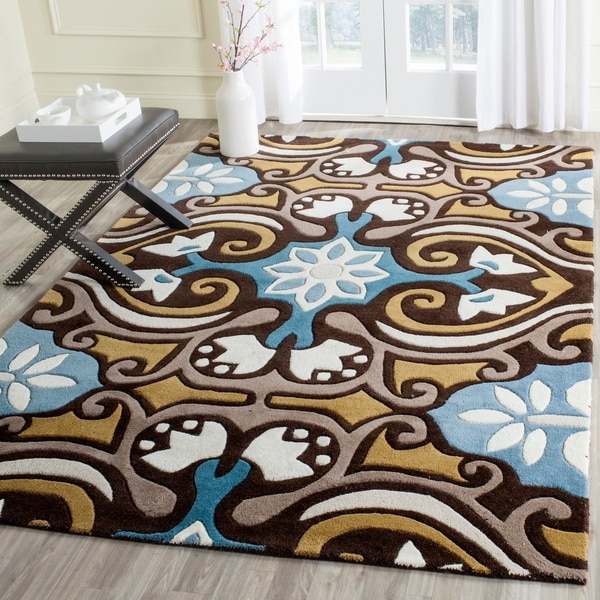 Safavieh Handmade Wyndham Blue/Brown Wool Rug - 8'9' x 12'
