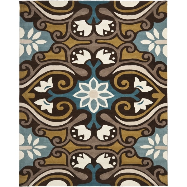 Safavieh Handmade Wyndham Blue/Brown Wool Rug - 8'9' x 12'