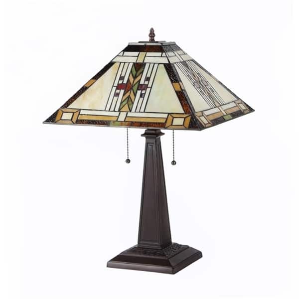 Tiffany Style Mission Design 2-light Tan Table Lamp - Bed Bath & Beyond ...