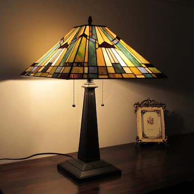 Tiffany Style Mission Design 2-light Table Lamp