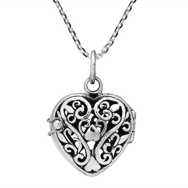 Shop Handmade Romantic Filigree Heart Locket Sterling Silver Necklace ...