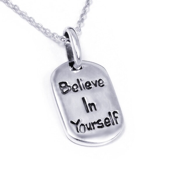 Sterling Silver 'Believe In Yourself' Message Necklace (Thailand)