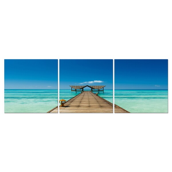 Baxton Studio Azure Tropics Mounted Photography Print Triptych Baxton Studio Prints