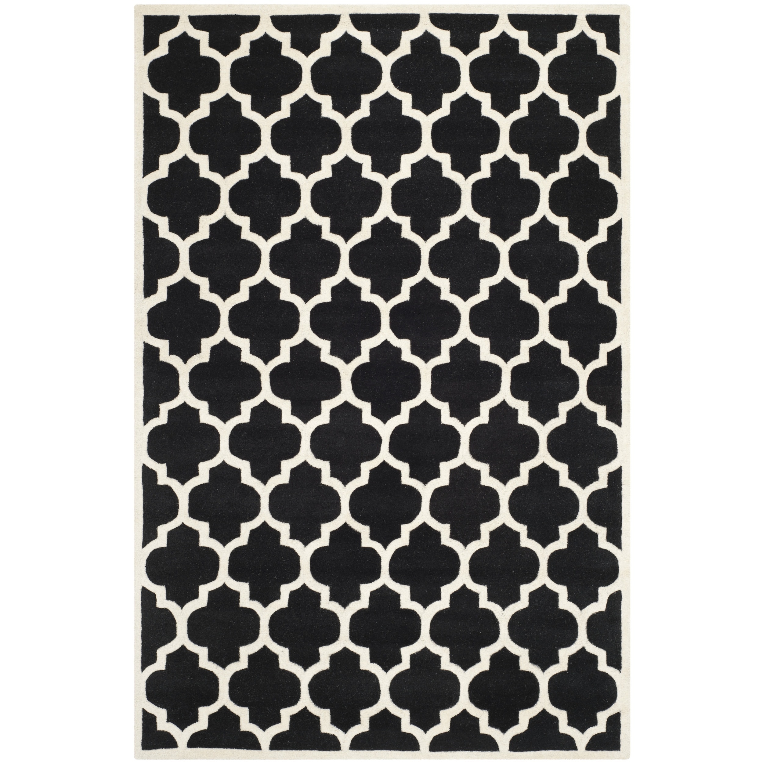 Handmade Moroccan Tufted Black Wool Rug (6 X 9)