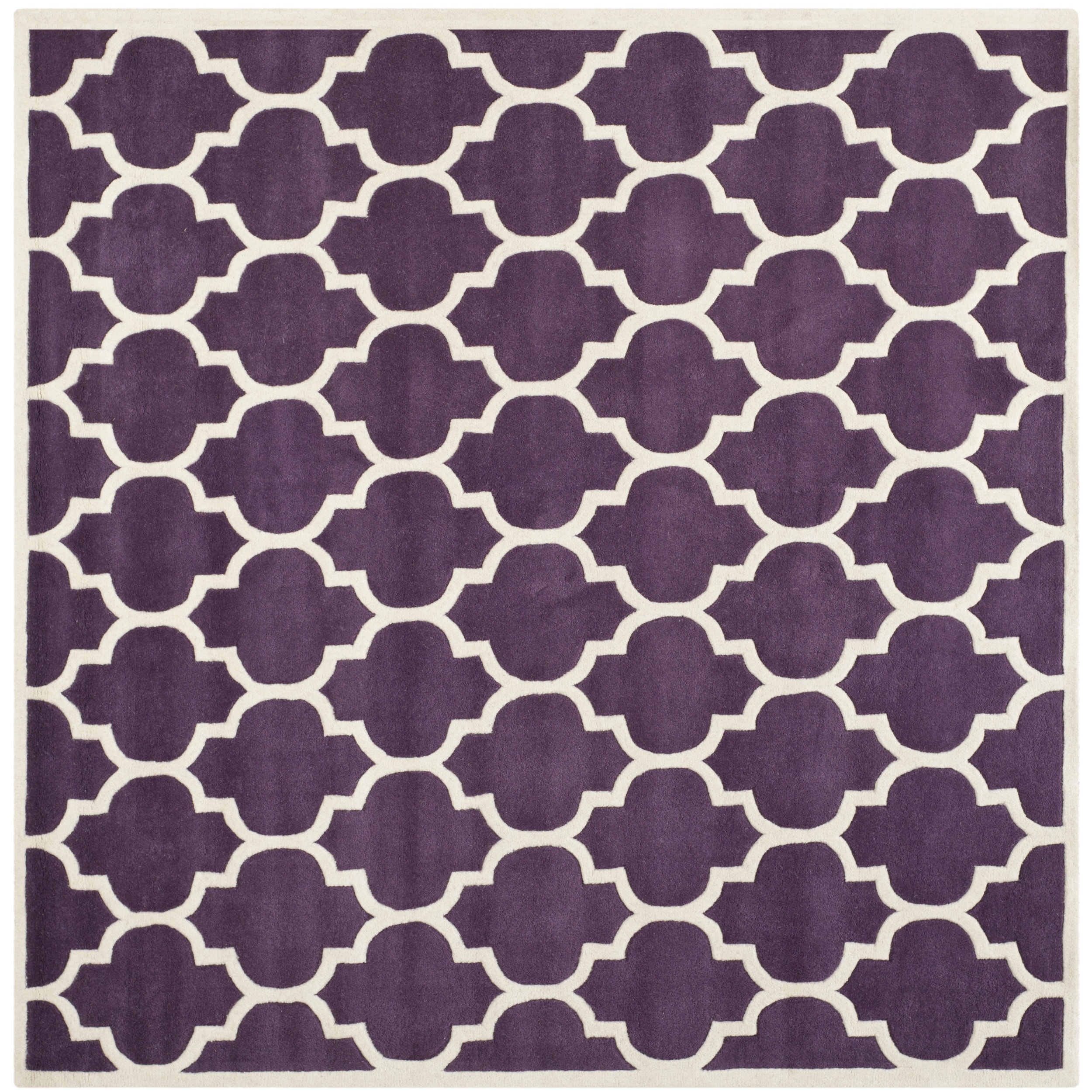 Handmade Moroccan Purple Pure Wool Rug (7 Square)