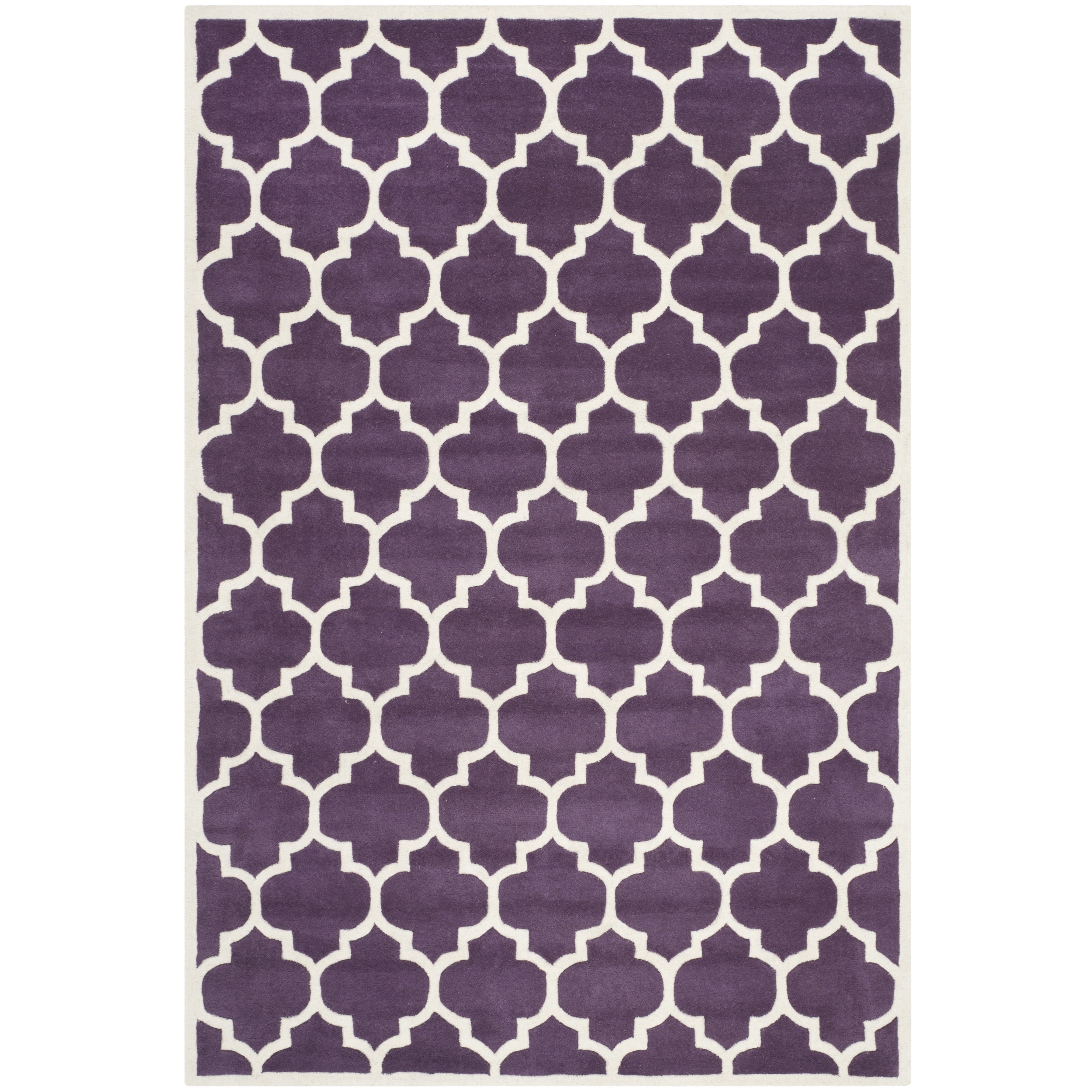 Handmade Moroccan Purple Pure Wool Rug (6 X 9)