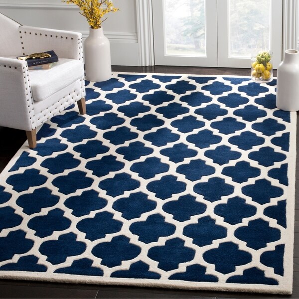 Safavieh Handmade Moroccan Chatham Dark Blue Wool Rug with .5-inch Pile - 8' x 10'