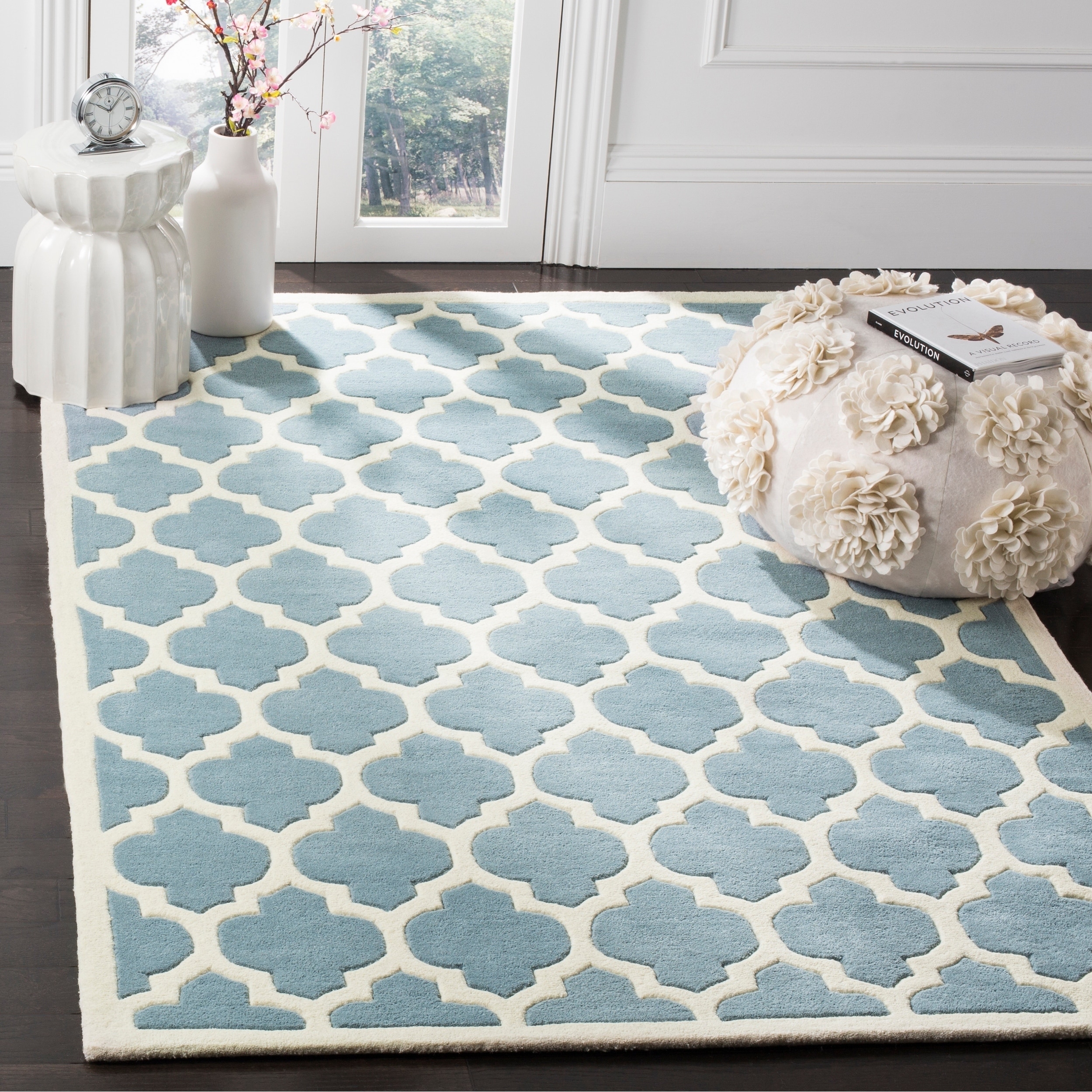 Handmade Hand tufted Moroccan Blue Wool Rug (8 X 10)