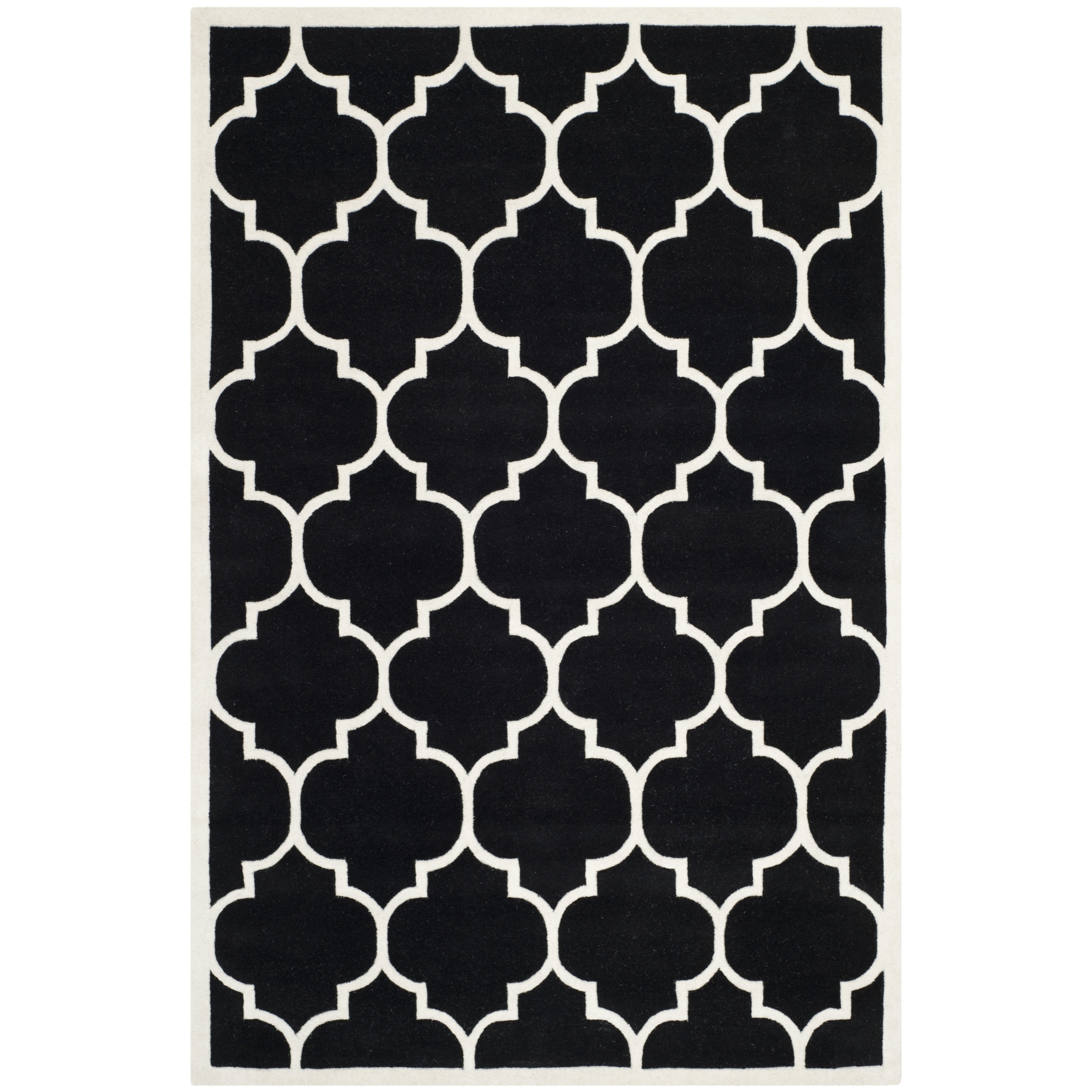 Handmade Moroccan Black Pure Wool Rug (4 X 6)